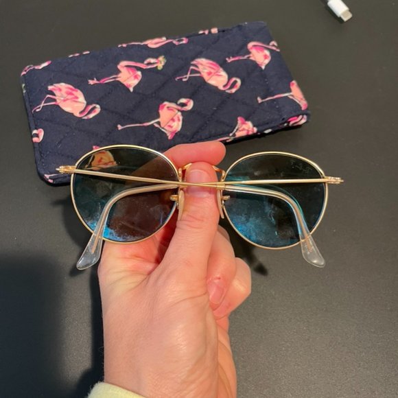 Ray-Ban Blue Mirror Polarized Round Sunglasses